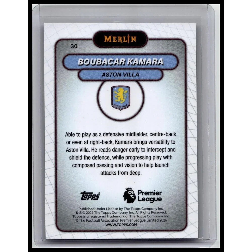 Boubacar Kamara #30 Aston Villa Vintage Merlin Refractor Base